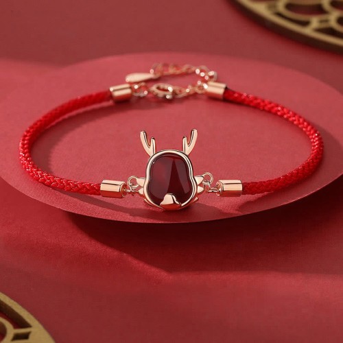925 Sterling Silver Year of the Dragon Red Agate Necklace 925 Sterling Silver Year of the Dragon Red Agate Necklace