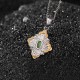 925 Sterling Silver Hetian Cyan Jade Rhombus Luck Necklace 925 Sterling Silver Hetian Cyan Jade Rhombus Luck Necklace