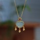925 Sterling Silver Jade Chalcedony Lock Necklace 925 Sterling Silver Jade Chalcedony Lock Necklace