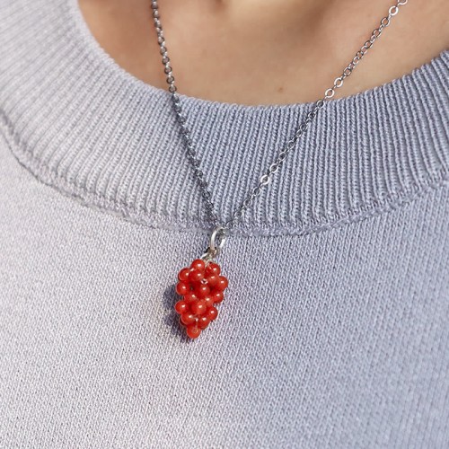 Garnet Red Agate Black Onyx Protection Necklace Pendant