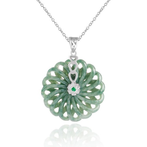 Round Jade Peace Abundance Necklace Pendant