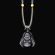 Silver Sheen Obsidian Laughing Buddha Protection Pendant