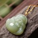 Sterling Silver Laughing Buddha Cyan Jade Success Necklace