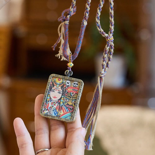 Tibetan Zakiram Goddess Wealth Prayer Box Necklace Tibetan Zakiram Goddess Wealth Prayer Box Necklace