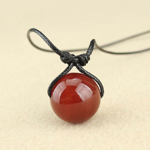 Red Agate Bead Confidence Leather Necklace Red Agate Bead Confidence Leather Necklace