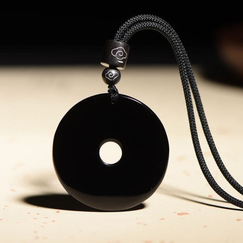 Black Obsidian Peace Buckle Strength Necklace Pendant Black Obsidian Peace Buckle Strength Necklace Pendant