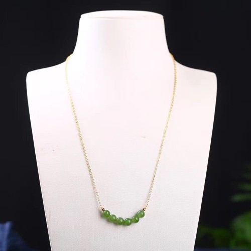 14K Gold Plated Hetian Cyan Jade Luck Necklace 14K Gold Plated Hetian Cyan Jade Luck Necklace