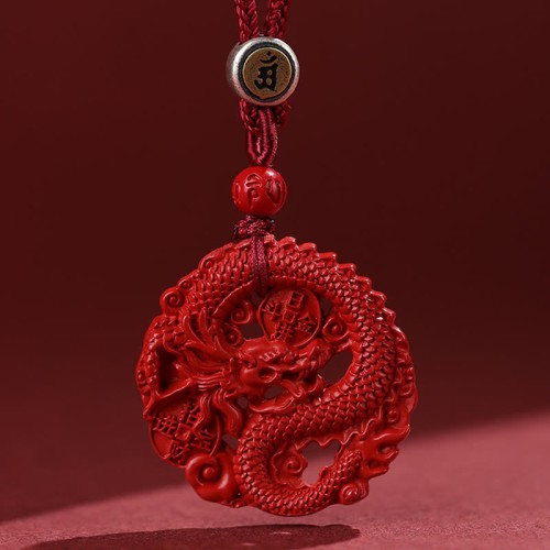 Year of the Dragon Cinnabar Copper Coin Necklace Year of the Dragon Cinnabar Copper Coin Necklace