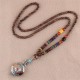 Wenge Wood Bodhi Seed Agate Elephant Protection Necklace Pendant