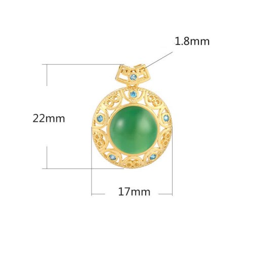 925 Silver Green Chalcedony Hetian Jade Strength Necklace 925 Silver Green Chalcedony Hetian Jade Strength Necklace
