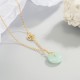 Jade Fu Character Copper Coin Peace Buckle Necklace