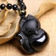 Natural Black Obsidian Tiger Eye Ice Fox Pendant Necklace Natural Black Obsidian Tiger Eye Ice Fox Pendant Necklace