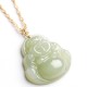 Sterling Silver Laughing Buddha Cyan Jade Success Necklace