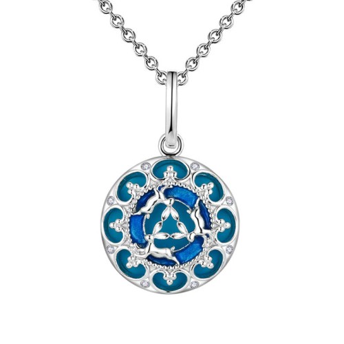 Sterling Silver Turquoise Three Rabbits Balance Necklace Pendant