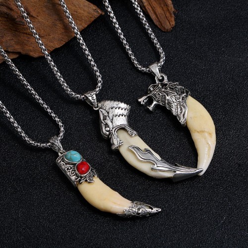Titanium Steel Imitation Wolf Tooth Balance Necklace Titanium Steel Imitation Wolf Tooth Balance Necklace