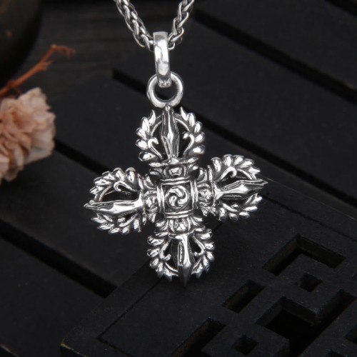 925 Silver Double Dorje Vajra Necklace Pendant 925 Silver Double Dorje Vajra Necklace Pendant