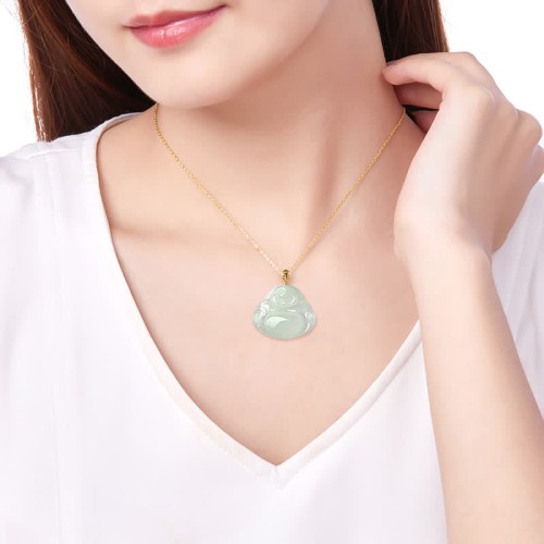 Laughing Buddha Jade 18K Gold Abundance Pendant Laughing Buddha Jade 18K Gold Abundance Pendant