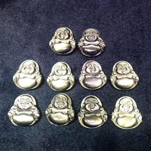 Laughing Buddha Gold Obsidian Wealth Necklace
