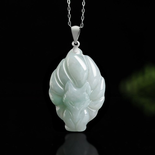 Nine Tailed Fox Jade Prosperity Necklace Pendant