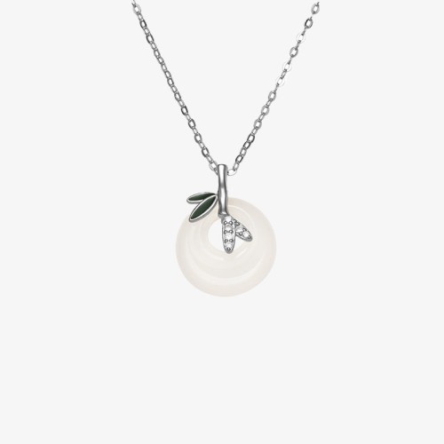 925 Silver Chalcedony Bamboo Leaf Peace Necklace 925 Silver Chalcedony Bamboo Leaf Peace Necklace
