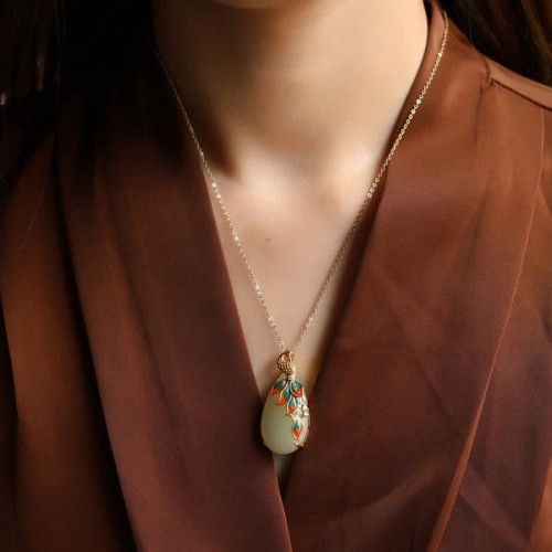 White Jade Peacock Protection Necklace White Jade Peacock Protection Necklace