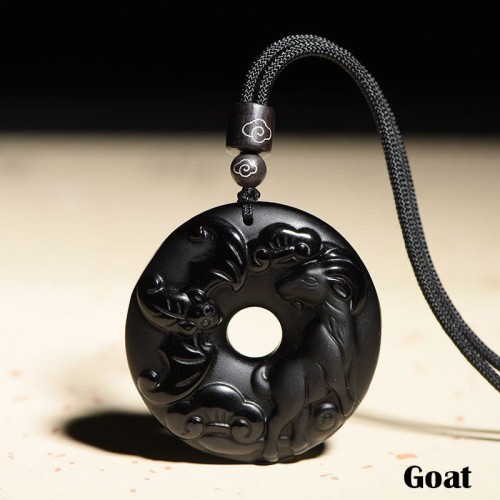 Black Obsidian Peace Buckle Strength Necklace Pendant Black Obsidian Peace Buckle Strength Necklace Pendant