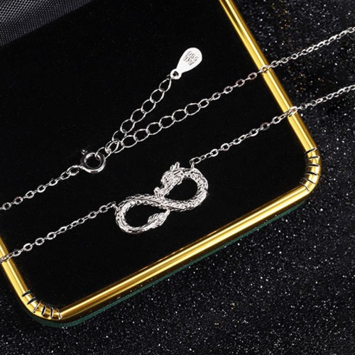 Sterling Silver Year of the Dragon Endless Knot Necklace Sterling Silver Year of the Dragon Endless Knot Necklace