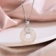 925 Silver Hetian White Jade Chalcedony Coin Necklace 925 Silver Hetian White Jade Chalcedony Coin Necklace