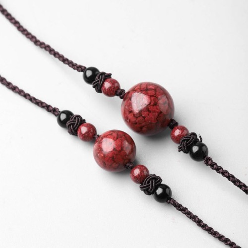 Cinnabar Stones Bead Necklace Cinnabar Stones Bead Necklace
