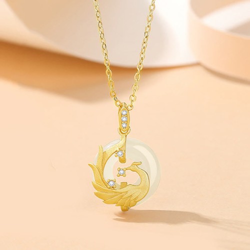 Dragon Jade Golden Dragon Peace Necklace Pendant Dragon Jade Golden Dragon Peace Necklace Pendant