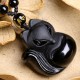Natural Black Obsidian Tiger Eye Ice Fox Pendant Necklace Natural Black Obsidian Tiger Eye Ice Fox Pendant Necklace
