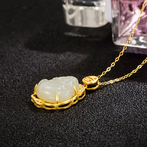 925 Sterling Silver Jade Protection Necklace 925 Sterling Silver Jade Protection Necklace
