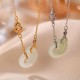 Sterling Silver Round Jade Prosperity Necklace Pendant Sterling Silver Round Jade Prosperity Necklace Pendant
