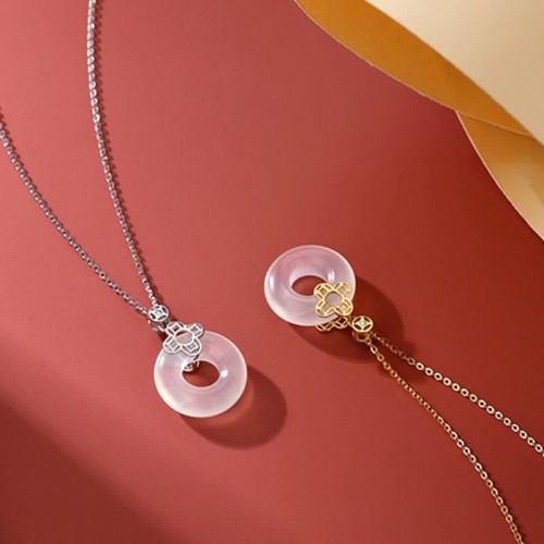 Sterling Silver Chalcedony Coin Peace Necklace Pendant Sterling Silver Chalcedony Coin Peace Necklace Pendant