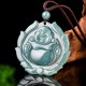 Natural Jade Laughing Buddha Lotus Pattern Necklace