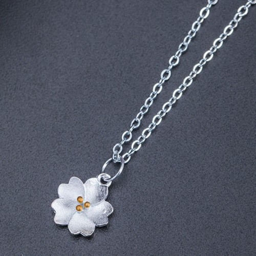 Sterling Silver Cherry Blossom Blessing Necklace Pendant Sterling Silver Cherry Blossom Blessing Necklace Pendant