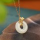 925 Sterling Silver Jade Ginkgo Leaf Peace Necklace 925 Sterling Silver Jade Ginkgo Leaf Peace Necklace