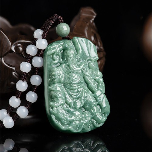 Natural Jade Guan Gong Wealth Amulet Necklace Natural Jade Guan Gong Wealth Amulet Necklace