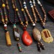 Tibetan Wenge Wood Bodhi Seed Agate Necklace Tibetan Wenge Wood Bodhi Seed Agate Necklace
