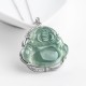 Sterling Silver Laughing Buddha Jade Luck Necklace
