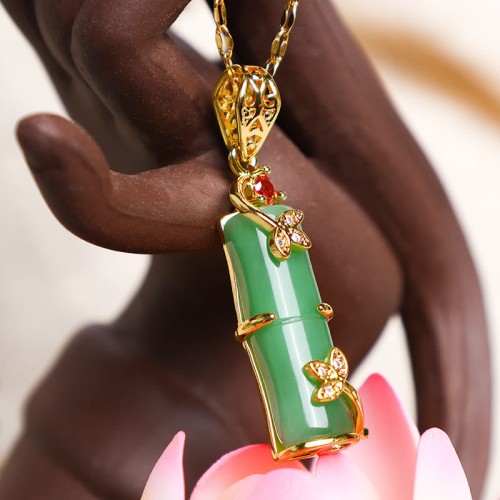 White Jade Bamboo Luck Necklace Pendant White Jade Bamboo Luck Necklace Pendant