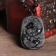Black Obsidian Koi Fish Lotus Strength Necklace Black Obsidian Koi Fish Lotus Strength Necklace