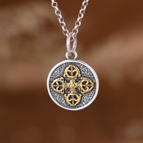 925 Sterling Silver Double Dorje Vajra Necklace 925 Sterling Silver Double Dorje Vajra Necklace