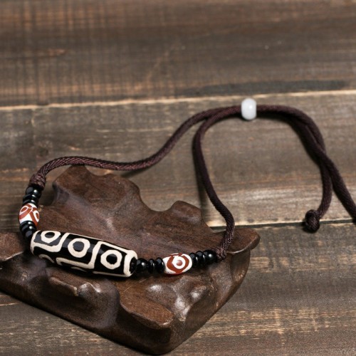 Tibetan Nine-Eye Dzi Bead Protection Necklace