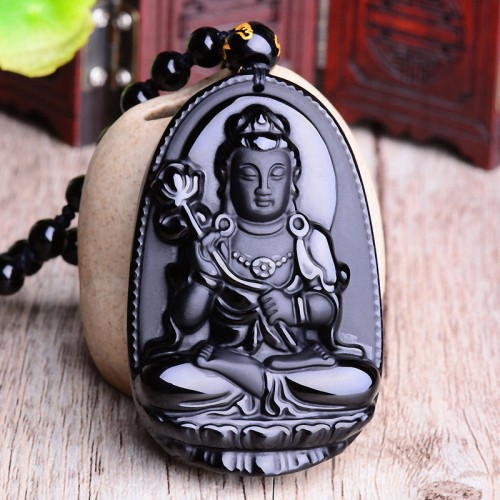 Obsidian Buddha Amulet Protection Necklace Pendant Obsidian Buddha Amulet Protection Necklace Pendant