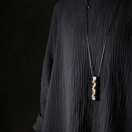 Tibet Ebony Wood Copper Peace Necklace Tibet Ebony Wood Copper Peace Necklace