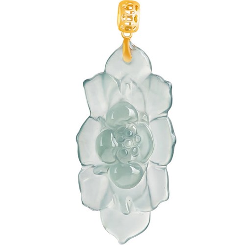 18K Gold Jade Lotus Prosperity Necklace Pendant 18K Gold Jade Lotus Prosperity Necklace Pendant