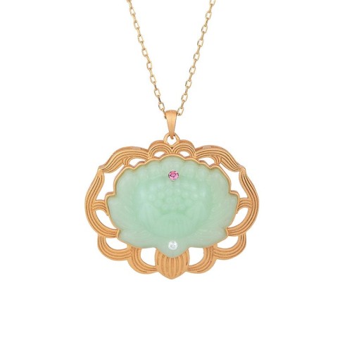 Natural Jade Lotus Harmony Necklace Pendant Natural Jade Lotus Harmony Necklace Pendant