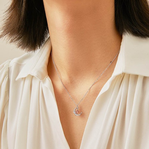 Strawberry Quartz Blue Crystal Love Healing Necklace