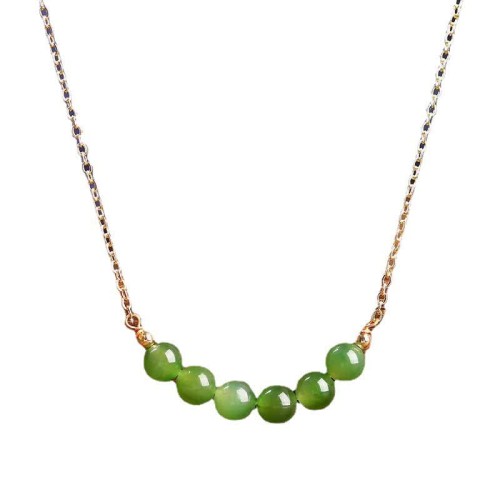 14K Gold Plated Hetian Cyan Jade Luck Necklace 14K Gold Plated Hetian Cyan Jade Luck Necklace